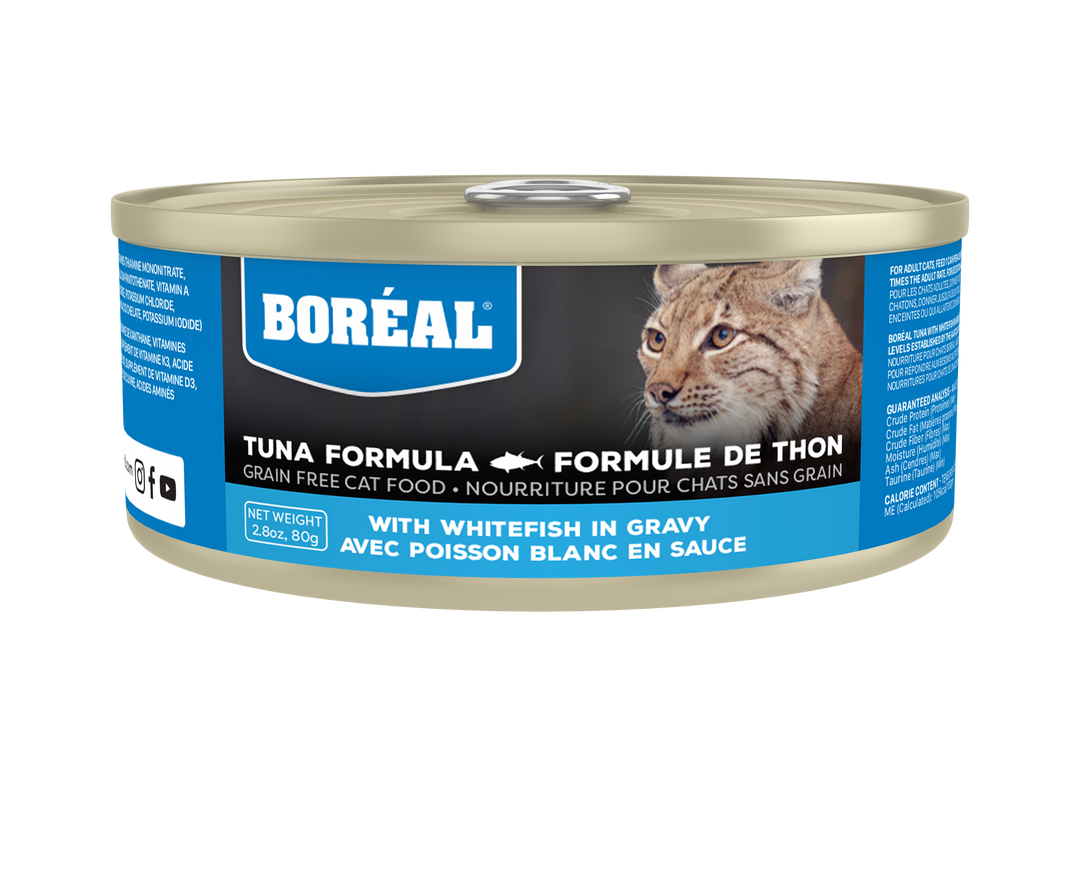 Boréal - Chat Thon avec Poisson Blanc en Sauce - Nourriture Humide Sans Grains pour Chats