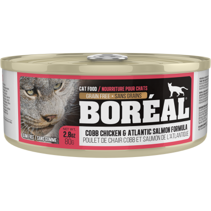 Boréal - Poulet de Chair Cobb et Saumon de l'Atlantique - Nourriture Humide Sans Grains en Pâté pour Chats