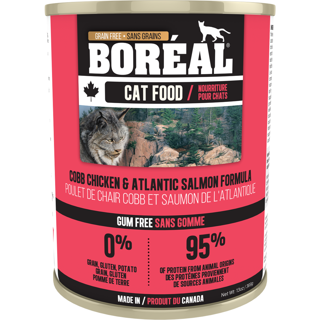 Boréal - Chat Pâté de Poulet de Chair Cobb et Saumon de l'Atlantique - Nourriture Humide Sans Grains pour Chats