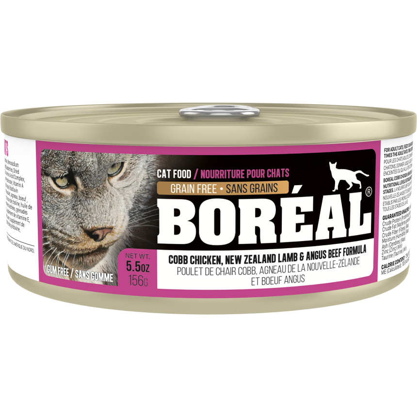 Boréal - Chat Pâté de Poulet de Chair Cobb, Agneau de la Nouvelle-Zélande et Boeuf Angus - Nourriture Humide Sans Grains pour Chats