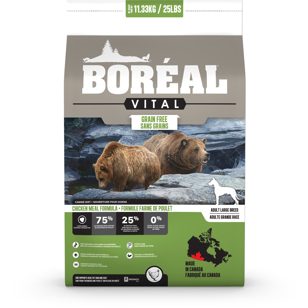 Boréal Vital - Poulet - Nourriture Sèche Sans Grains pour Chiens de Grandes Races
