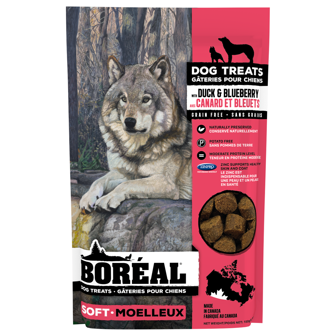 Boréal - Canard et Bleuets - Gâteries Moelleux Sans Grains pour Chiens