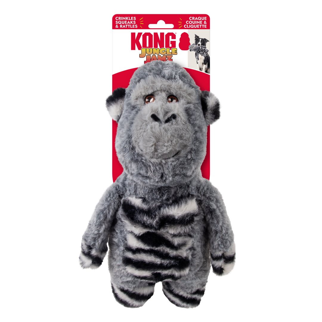 Kong - Jungle Jamz Gorille - Jouet Interactif en Peluche avec Couineur pour Chiens