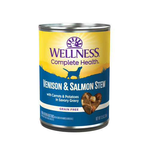 Wellness Complete Health - Ragoût de Venaison et Saumon avec Carottes et Pommes de Terre dans une Sauce - Nourriture Humide Sans Grains pour Chiens