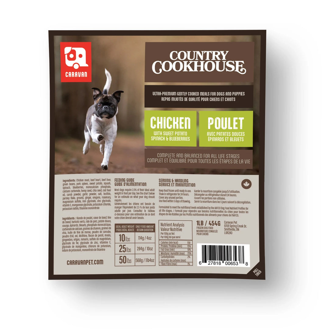 Big Country Raw Caravan Country Cookhouse - Poulet - Nourriture Cuite Congelée pour Chiens
