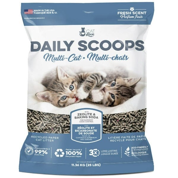 Cat Love Daily Scoops - Multi-Chats Parfum Frais - Litière Écologique et Biodégradable Faite de Papier Recyclé pour Chats Multiples