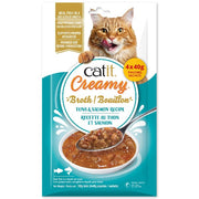 Catit Creamy - Bouillon au Thon et Saumon - Gâteries à Lécher Sans Grains pour Chats