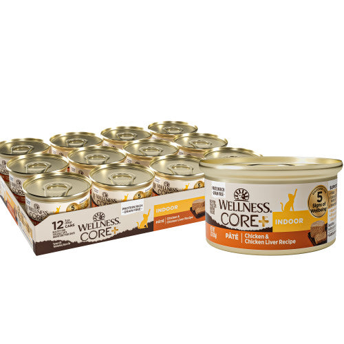 Wellness Core - Pâté de Poulet et Foie de Poulet - Nourriture Humide Sans Grains pour Chats d'Intérieur