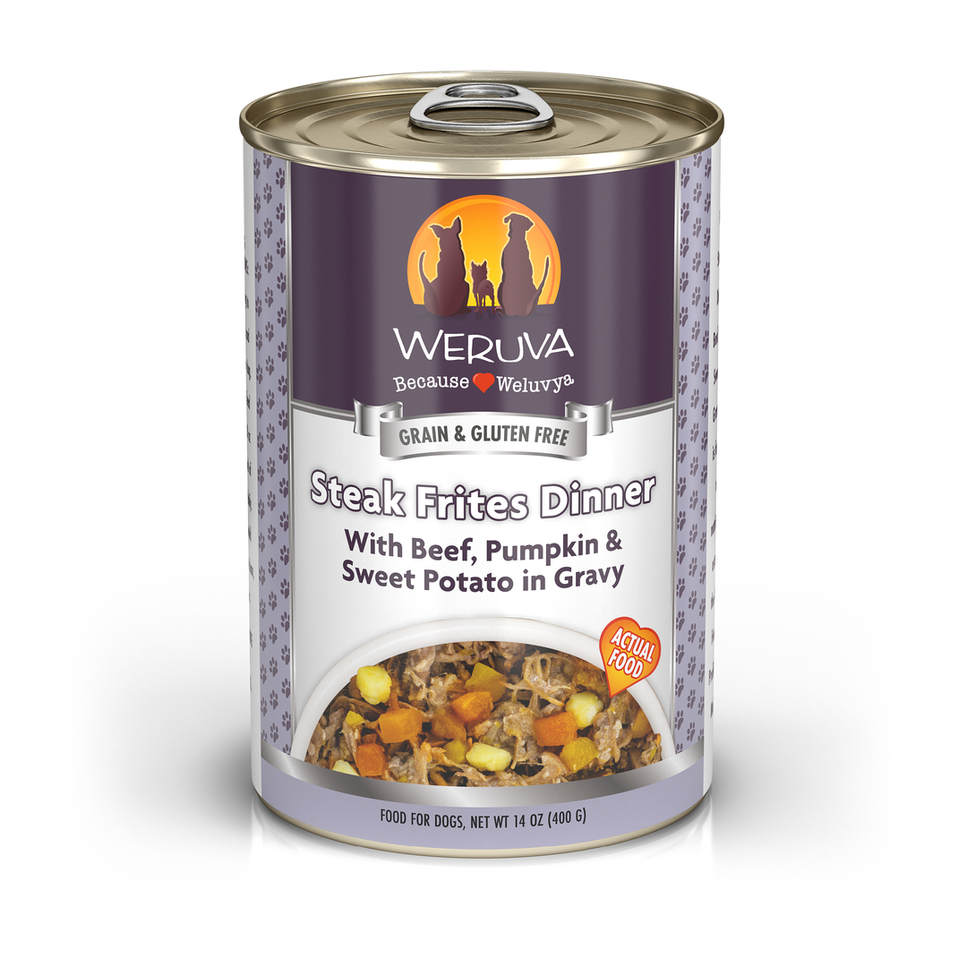 Weruva Classic - Steak Frites Dinner - Boeuf, Citrouille et Patate Douce en Sauce - Nourriture Humide Sans Grains pour Chiens