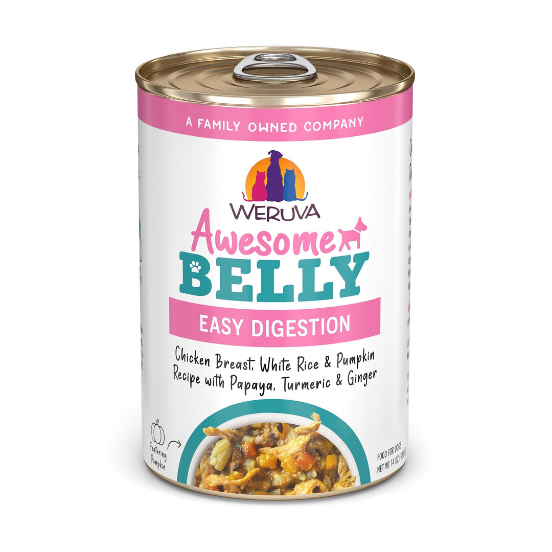 Weruva Functional - Awesome Belly, Digestion Facile - Poitrine de Poulet, Riz Blanc et Citrouille avec Papaye, Curcuma et Gingembre - Nourriture Humide pour Chiens