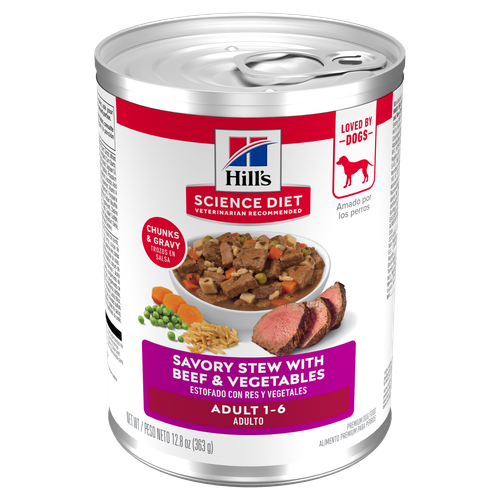 Hill's Science Diet - Ragoût de Boeuf et Légumes - Nourriture Humide pour Chiens Adultes 1-6 Ans