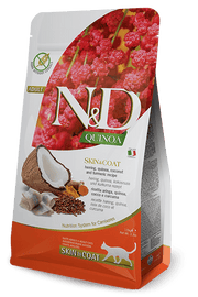 Famina N&D Quinoa - Peau et Pelage, Hareng - Nourriture Sèche Sans Grains pour Chats Adultes