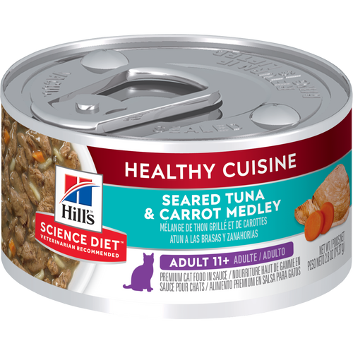 Hill's Science Diet - Chat Senior 11+ Thon et Carottes en Sauce - Nourriture Humide pour Chats