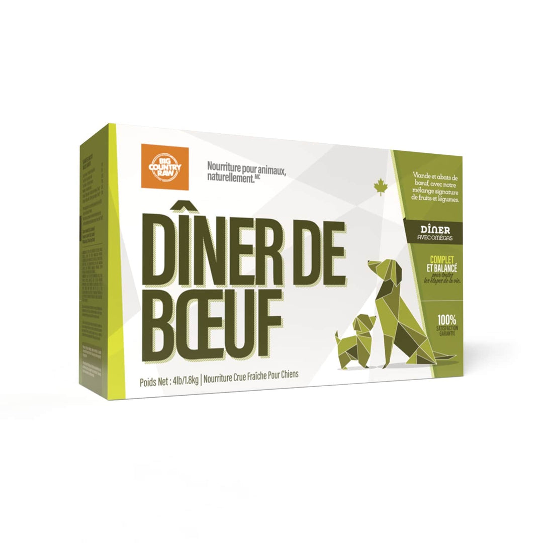 Big Country Raw - Dîner de Boeuf - Nourriture Crue Congelée pour Chiens