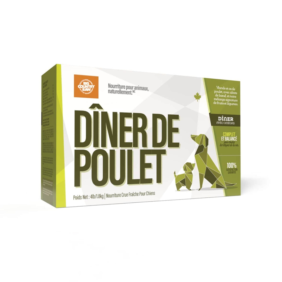 Big Country Raw - Dîner de Poulet - Nourriture Crue Congelée pour Chiens
