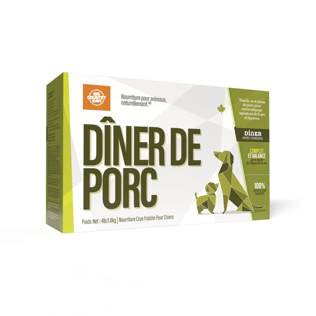 Big Country Raw - Dîner de Porc - Nourriture Crue Congelée pour Chiens