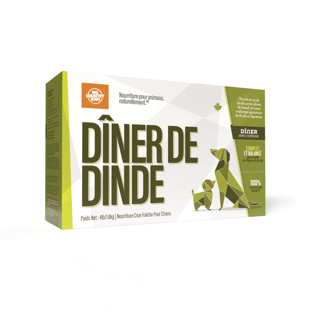 Big Country Raw - Dîner de Dinde - Nourriture Crue Congelée pour Chiens