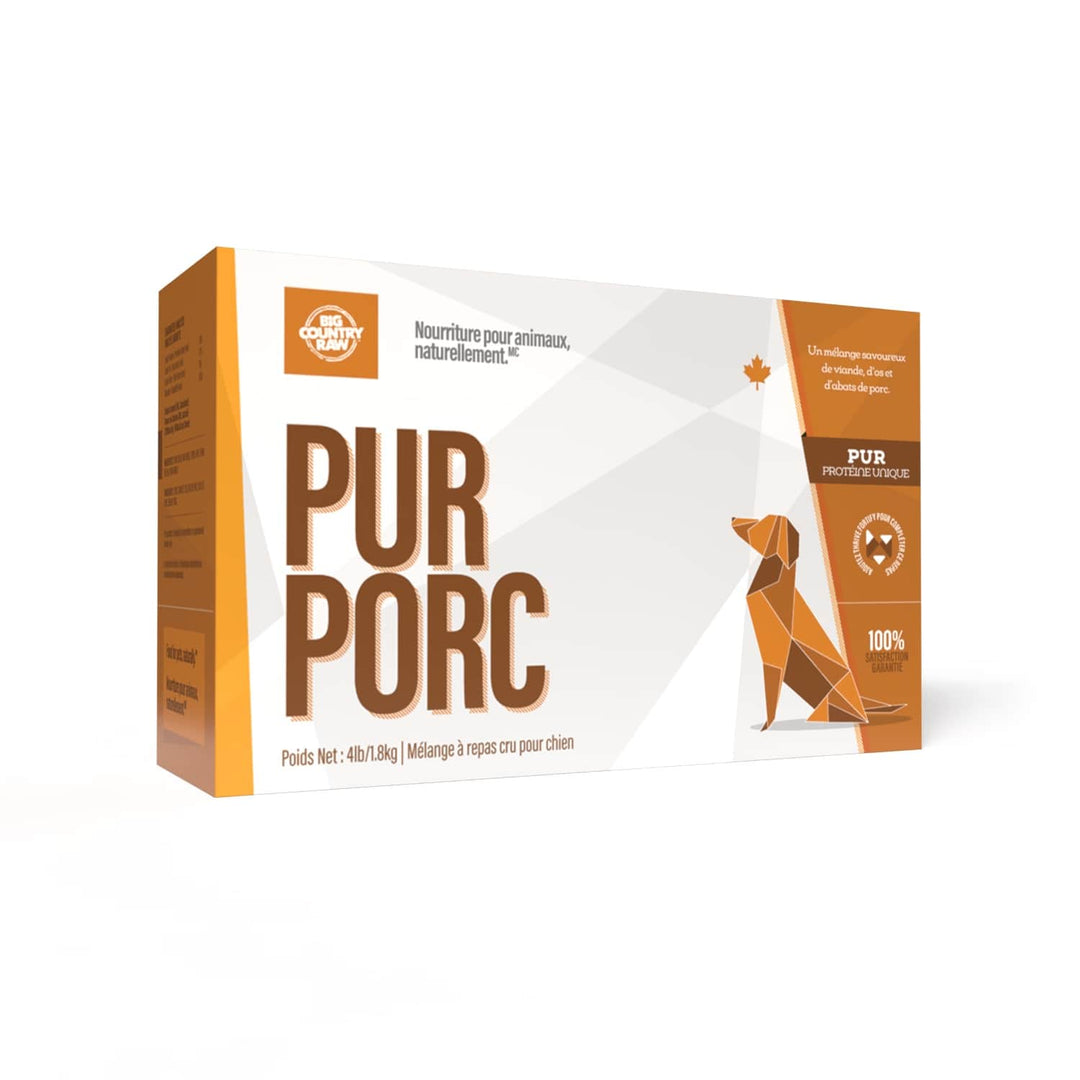 Big Country Raw - Formule Pur au Porc - Nourriture Crue Congelée pour Chiens