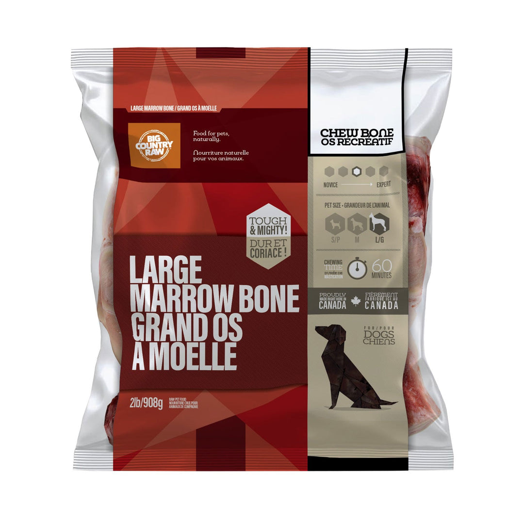 Big Country Raw - Os à Moelle de Boeuf 900 g - Gâteries Crues Congelées pour Chiens
