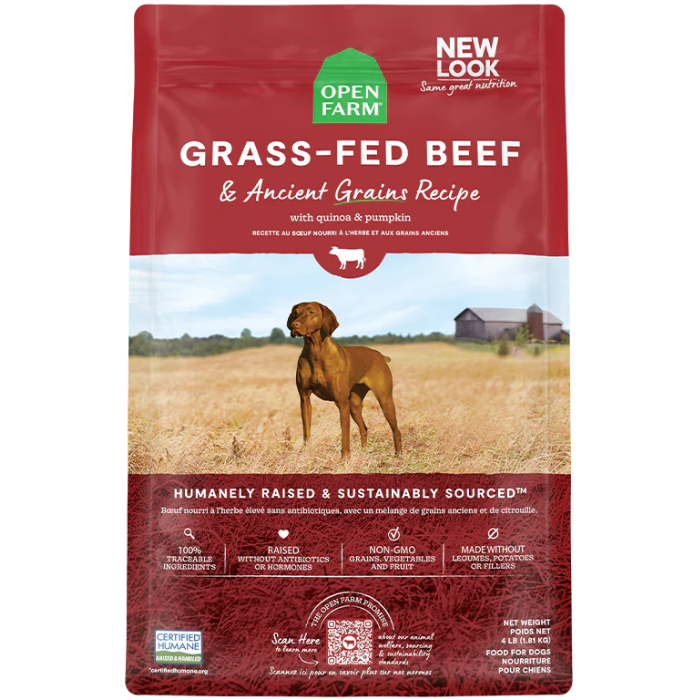Open Farm - Boeuf Nourri à l'Herbe aux Grains Anciens - Nourriture Sèche pour Chiens