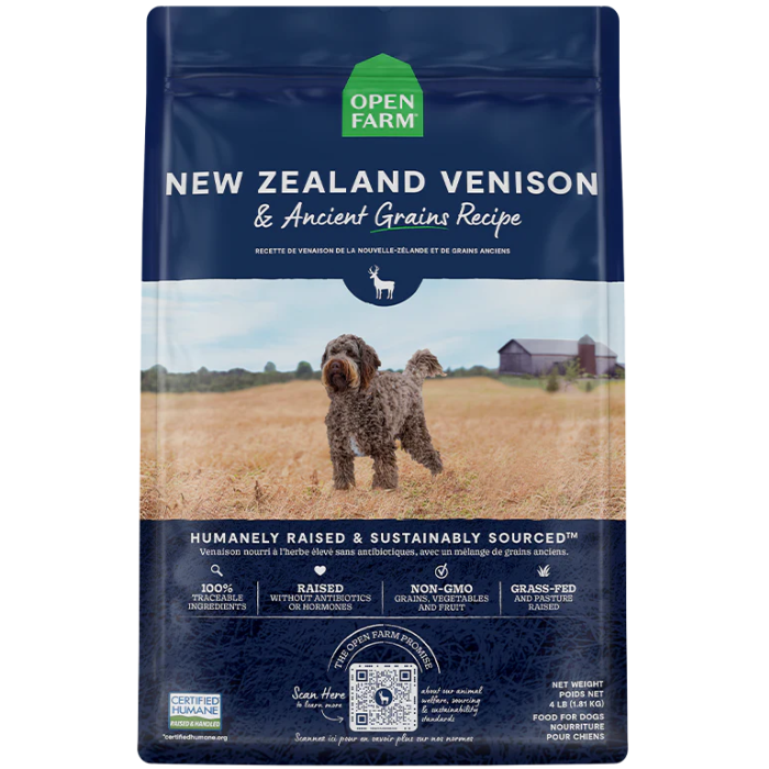 Open Farm - Venaison de la Nouvelle-Zélande et Grains Anciens - Nourriture Sèche pour Chiens