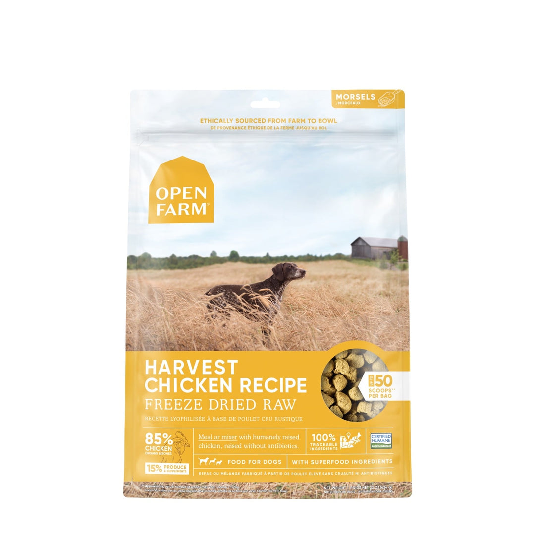 Open Farm Lyophilisé - Bouchées de Poulet Rustique - Nourriture Sèche Sans Grains pour Chiens