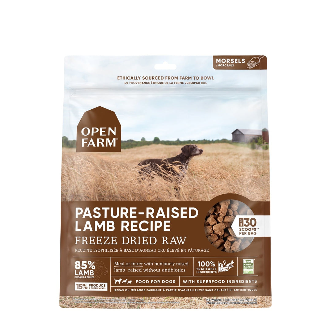 Open Farm Lyophilisé - Bouchées d'Agneau Élevé en Pâturage - Nourriture Sèche Sans Grains pour Chiens