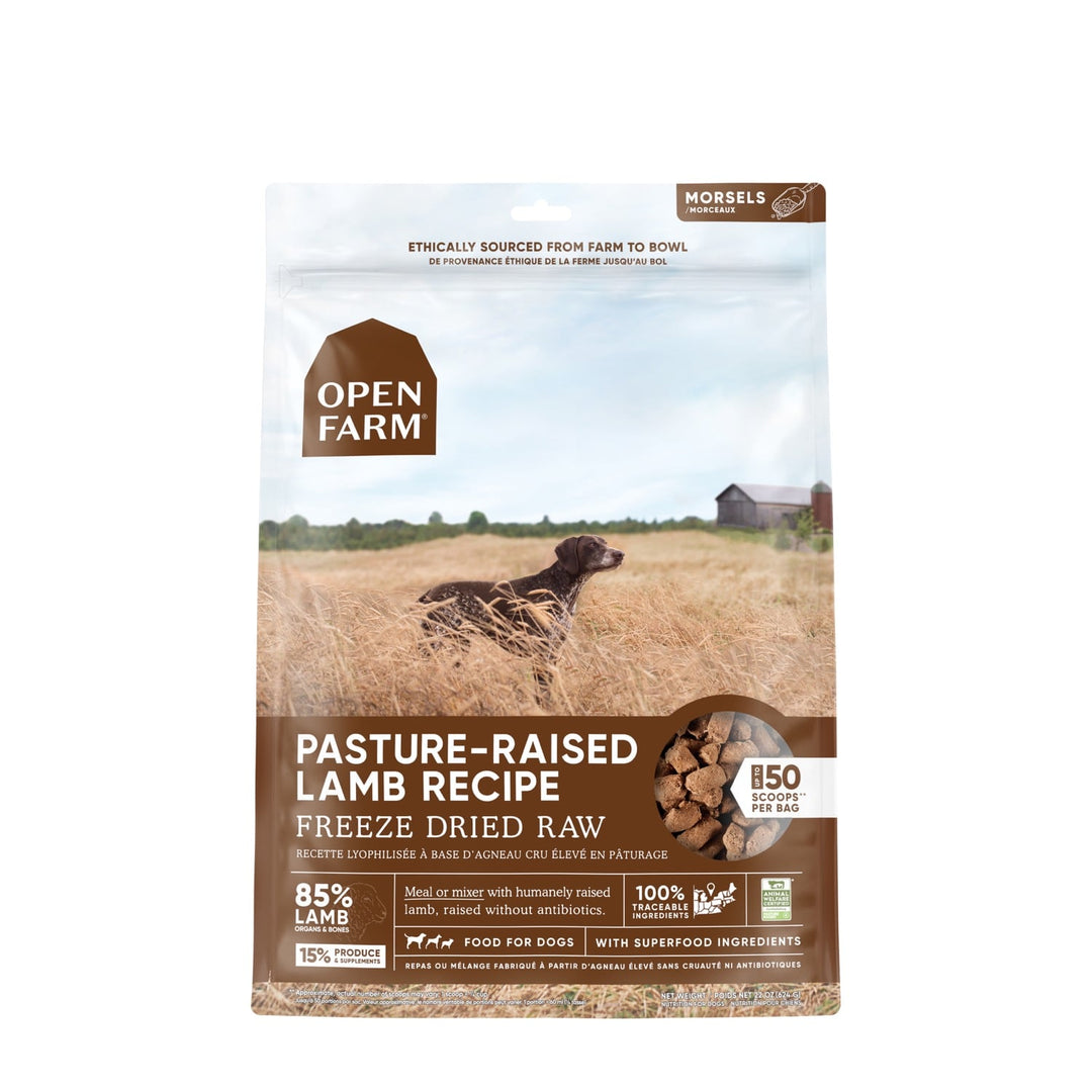 Open Farm Lyophilisé - Bouchées d'Agneau Élevé en Pâturage - Nourriture Sèche Sans Grains pour Chiens