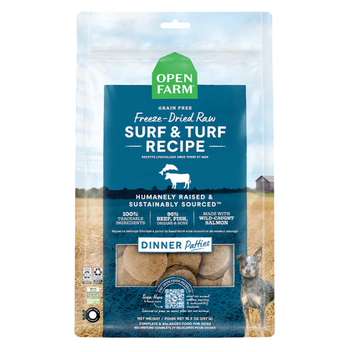 Open Farm Lyophilisé - Galettes de Terre et Mer - Nourriture Sèche Sans Grains pour Chiens