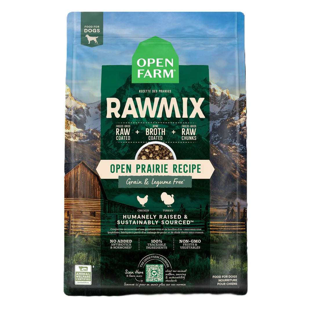 Open Farm RawMix Sans Grains - Recette des Prairies - Nourriture Séche Sans Légumineuses et Sans OGM pour Chiens