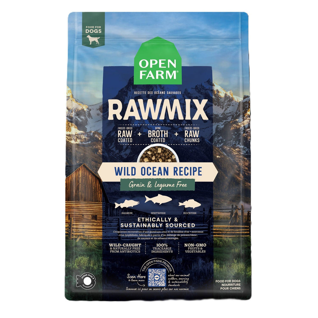 Open Farm RawMix Sans Grains - Poissons Sauvages - Nourriture Séche Sans Légumineuses et Sans OGM pour Chiens