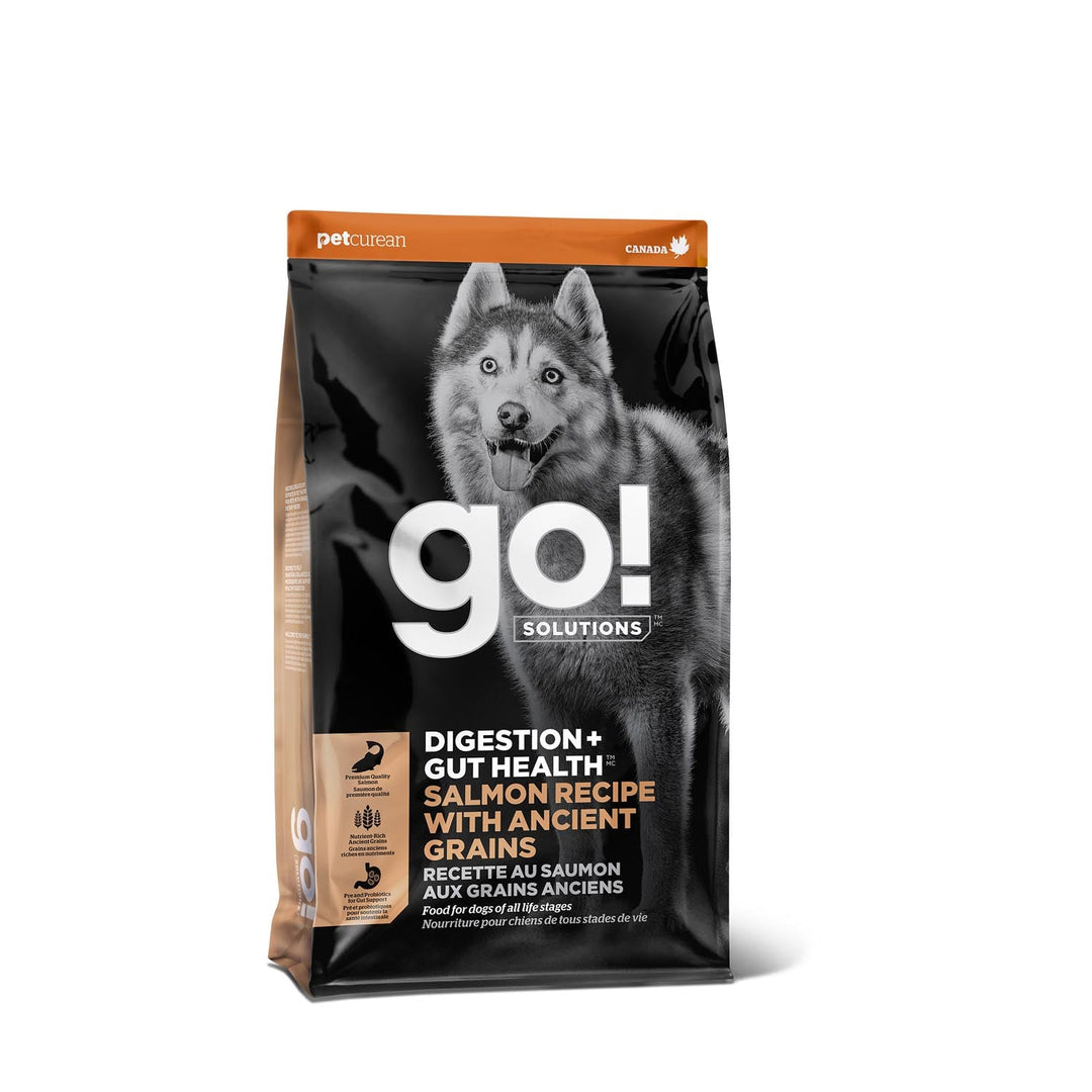 Petcurean Go! Solutions - Digestion + Santé Intestinale, Saumon - Nourriture Sèche avec Grains Anciens pour Chiens