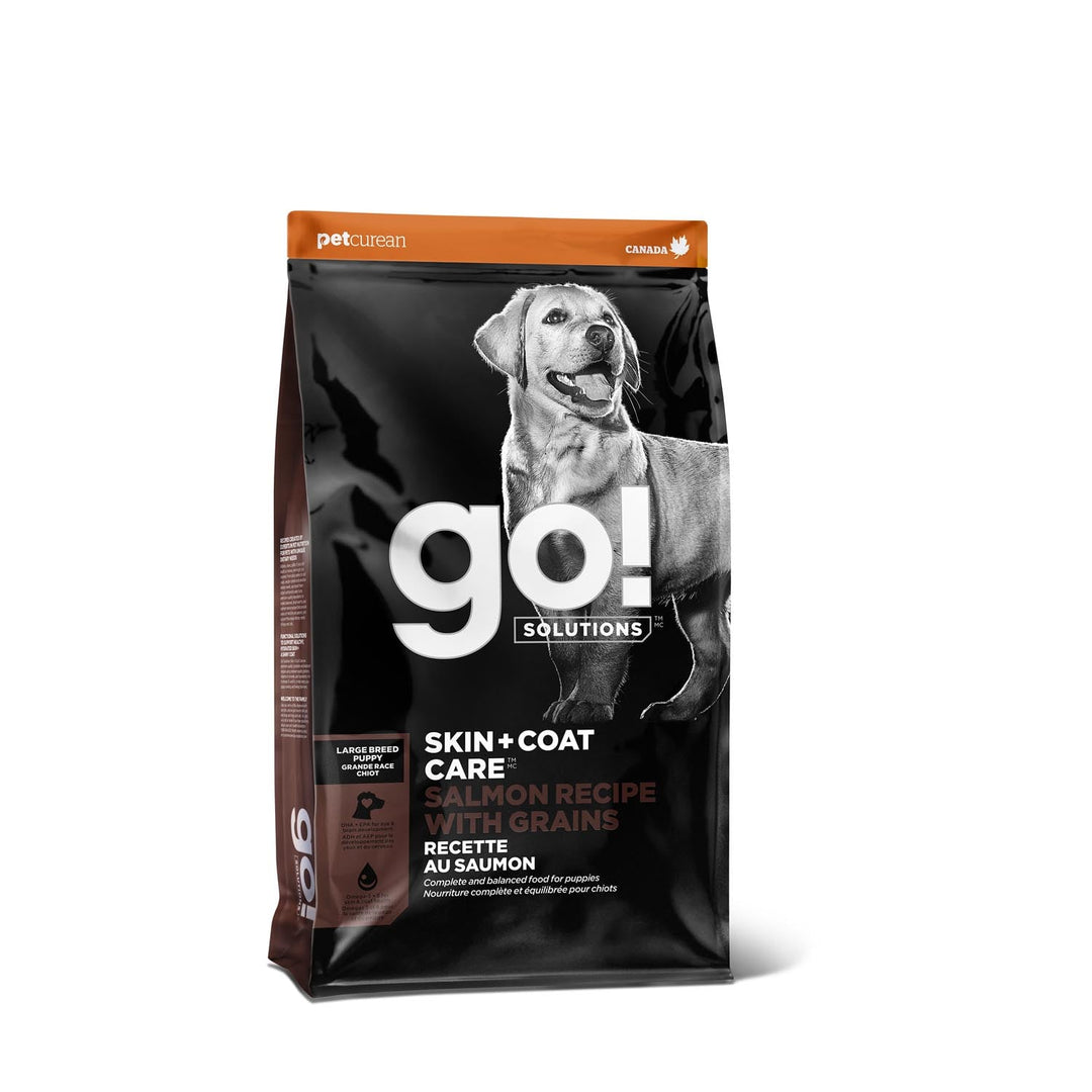 Petcurean Go! Solutions - Soins Peau et Pelage, Saumon - Nourriture Sèche avec Grains pour Chiots de Grandes Races