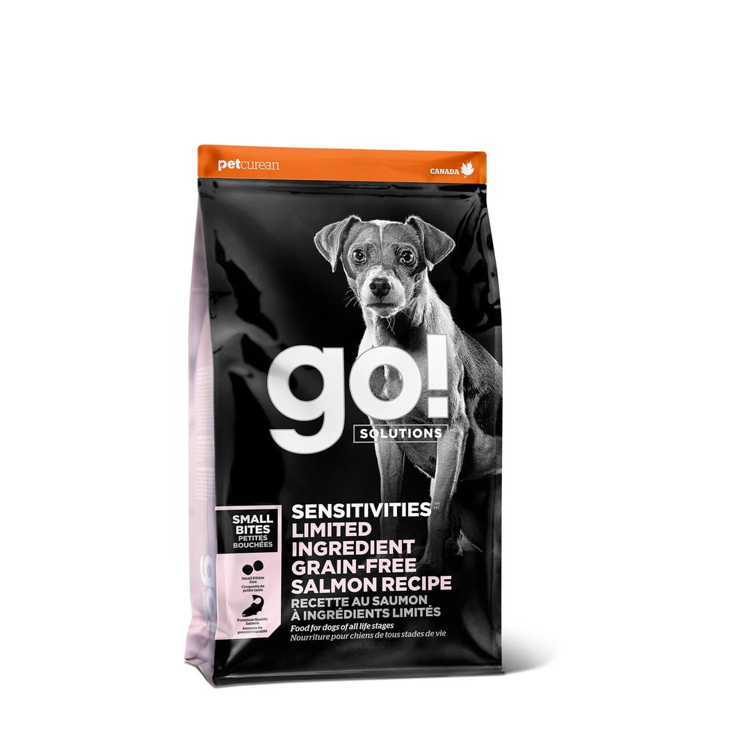 Petcurean Go! Solutions Sensitivities - Petites Bouchées Saumon - Nourriture Sèche Sans Grains à Ingrédients Limités pour Chiens