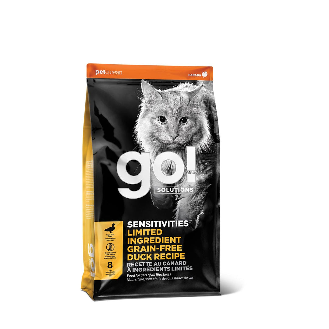 Petcurean Go! Solutions Sensitivities - Canard - Nourriture Sèche Sans Grains à Ingrédients Limités pour Chats de Tous Stades de Vie
