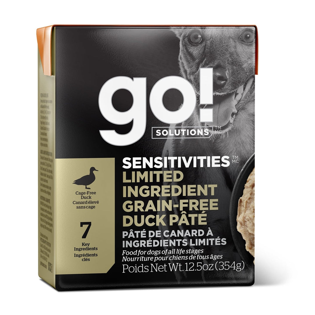 Petcurean Go! Solutions Sensitivities LID - Pâté de Canard - Nourriture Humide Sans Grains pour Chiens en Tetra Pak