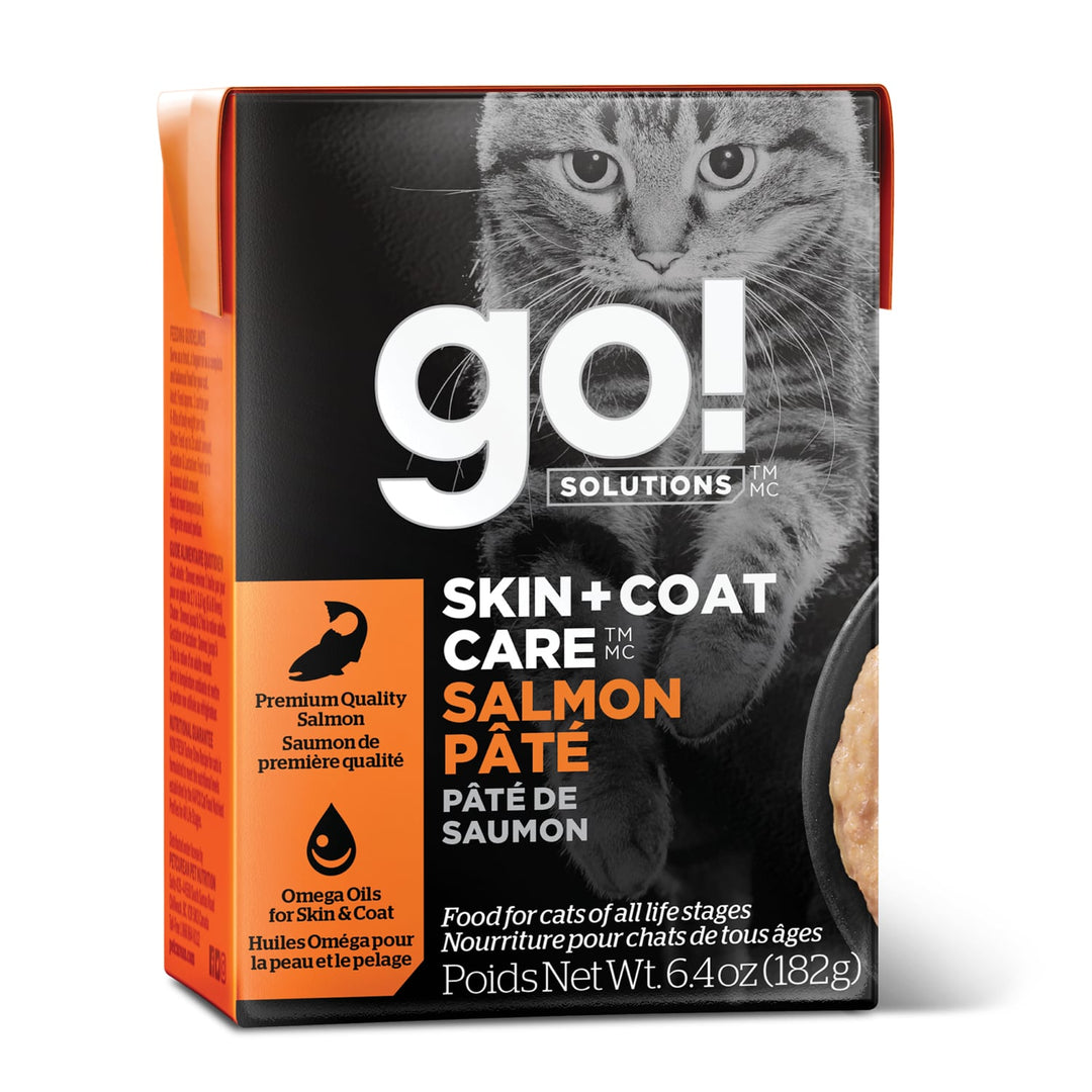 Petcurean Go! Solutions - Chat Soins Peau et Pelage, Pâté de Saumon - Nourriture Humide pour Chats en Tetra Pak