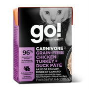 Petcurean Go! Solutions Carnivore - Chat Pâté de Poulet, Dinde et Canard - Nourriture Humide Sans Grains pour Chats en Tetra Pak