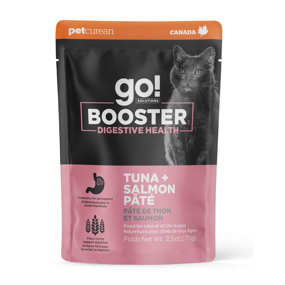 Petcurean Go! Solutions Booster - Santé Digestive - Pâté de Thon et Saumon - Nourriture Humide pour Chats en Sachet