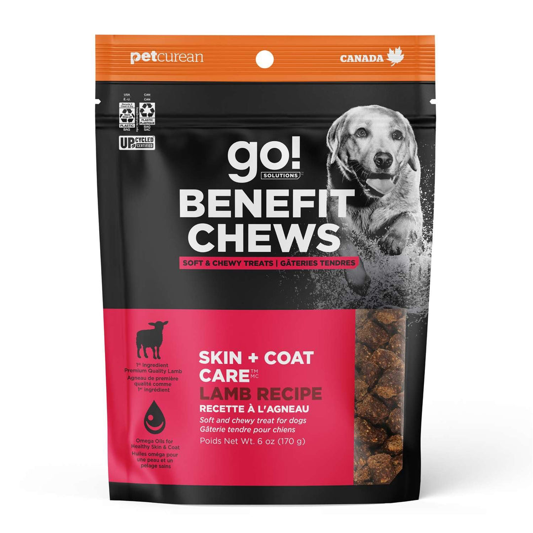 Petcurean Go! Solutions - Soins Peau et Pelage, Agneau - Gâteries Tendres pour Chiens