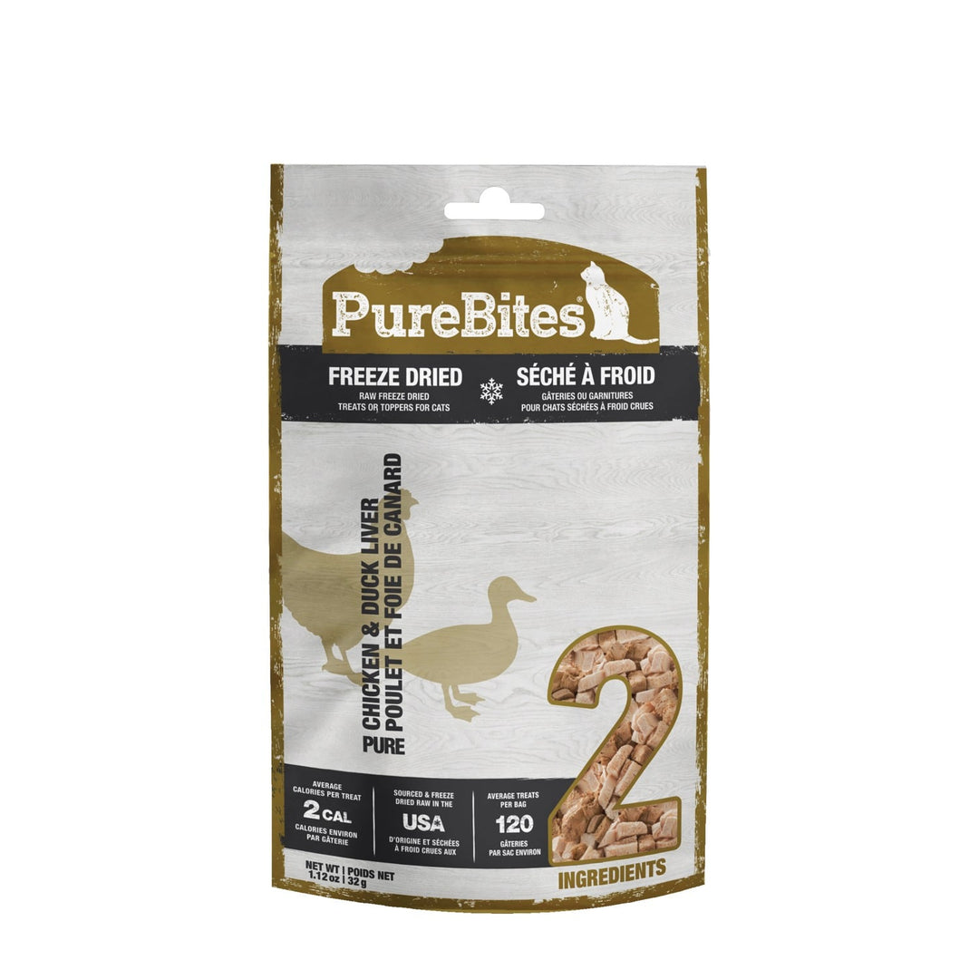 PureBites - Poulet et Foie de Canard - Gâteries ou Garnitures Lyophilisées pour Chats
