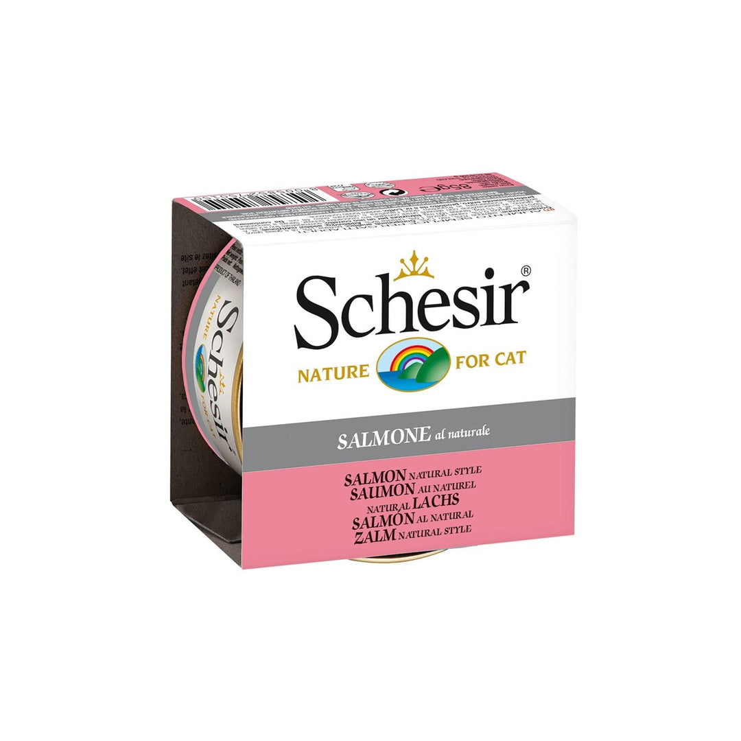 Schesir - Chat Adulte Saumon au Naturel en Eau de Cuisson - Nourriture Humide pour Chats
