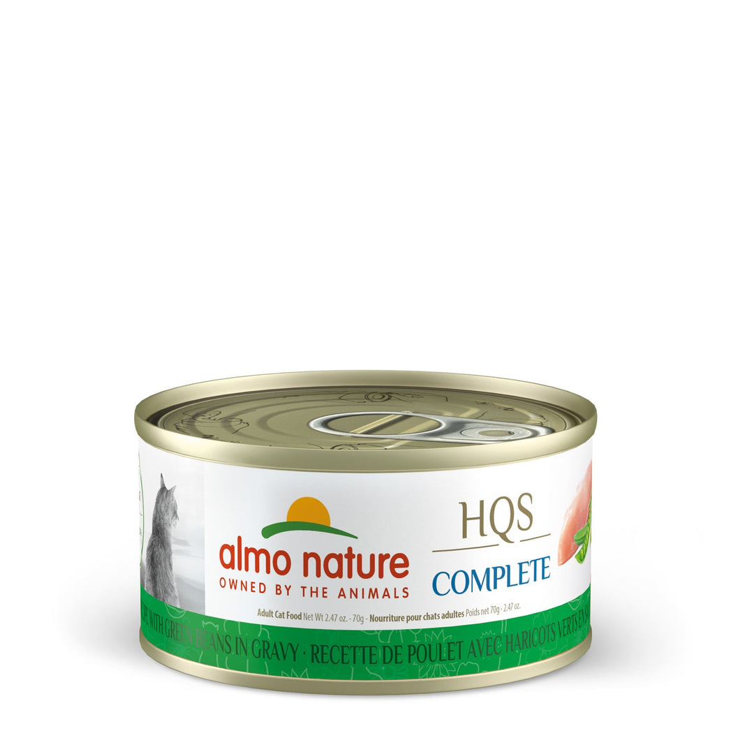 Almo Nature HQS Complete - Chat Poulet et Haricots Verts en Sauce - Nourriture Humide pour Chats