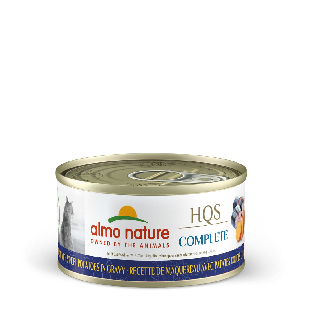 Almo Nature HQS Complete - Chat Maquereau et Patates Douces en Sauce - Nourriture Humide pour Chats