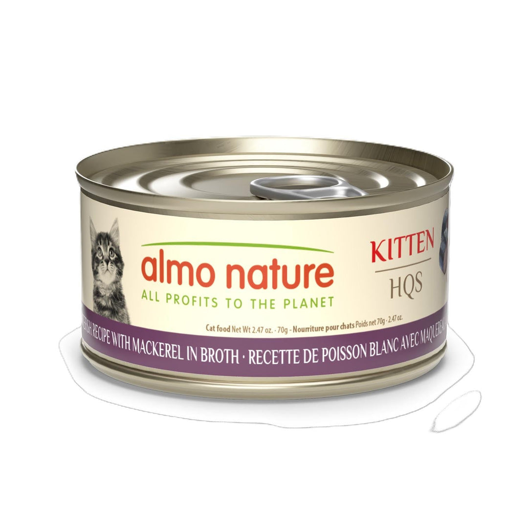 Almo Nature HQS Natural - Poisson Blanc et Maquereau au Bouillon - Nourriture Humide pour Chatons