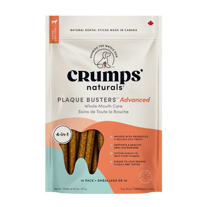 Crumps' Naturals Plaque Busters Advanced - Bâtonettes Dentaires Soins de Toute la Bouche - Gâteries pour Chiens