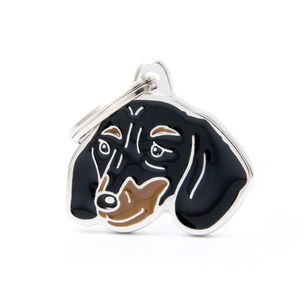 My Family - Friends Teckel Noir & Feu - Médaille d'Identité pour Chiens