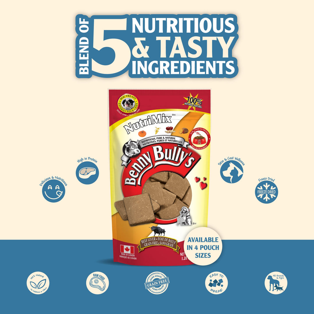 Benny Bully's Nutrimix - Foie de Boeuf - Gâteries Lyophilisées Sans Grains pour Chiens