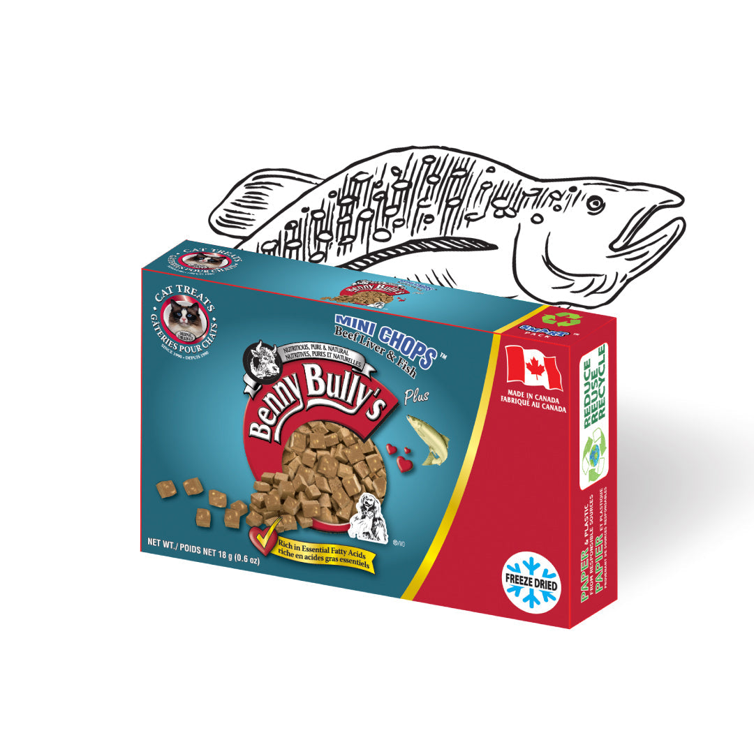 Benny Bully's Mini Chops - Foie de Boeuf et Poisson - Gâteries Lyophilisées pour Chats