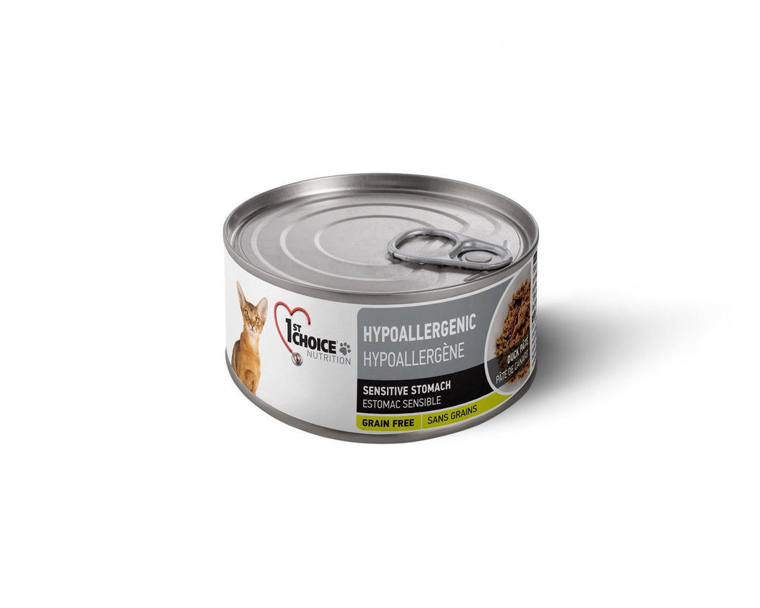 1st Choice - Chat Hypoallergène Estomac Sensible Pâté de Canard - Nourriture Humide Sans Grains pour Chats